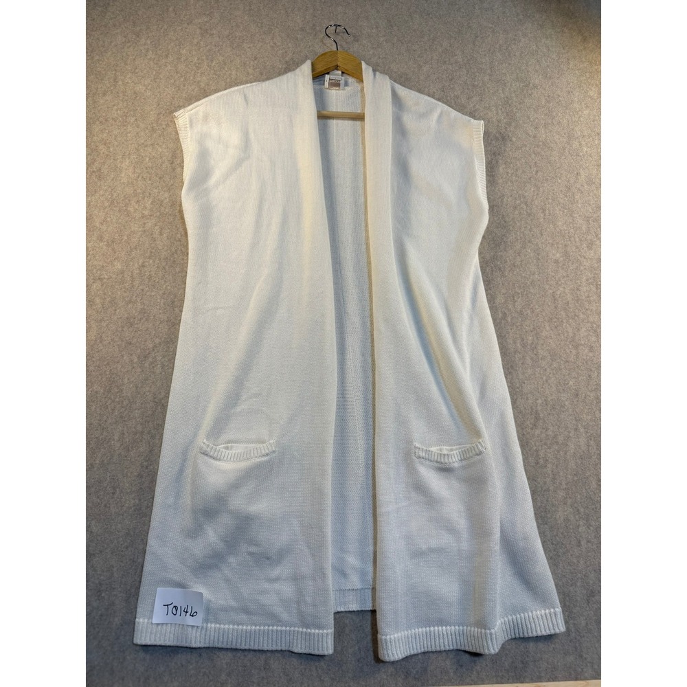 Chico's White Sleeveless Longline Open Front Cardigan Vest Sweater Size 0 S
